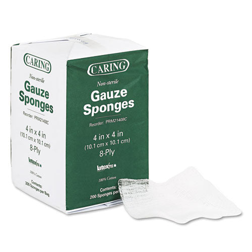 Medline PRM21408C Caring Woven Gauze Sponges, Non-Sterile, 8-Ply, 4 X 4, 200/pack