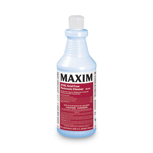 Maxim 036000-86 AFBC Acid-Free Restroom Cleaner, Safe-to-Ship, Fresh Scent, 32 oz Bottle, 6/Carton