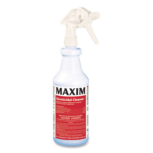Maxim 041000-12 Germicidal Cleaner, Lemon Scent, 32 Oz Bottle, 12 Bottles And 1 Trigger Sprayer/carton