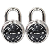 Master Lock 1500-T Combination Lock, Stainless Steel, 1.87" Wide, Silver/Black, 2/Pack