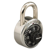 Master Lock 1525 Combination Stainless Steel Padlock with Key Cylinder, 1.87" Wide, Black/Silver