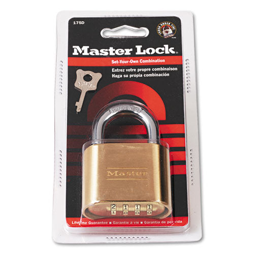Master Lock 175D Resettable Combination Padlock, 2" Wide, Brass