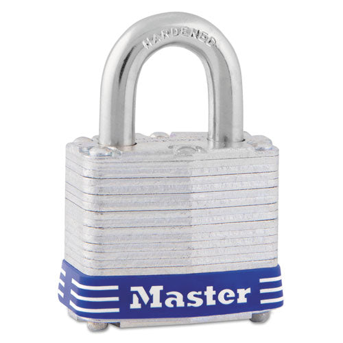 Master Lock 5D Four-Pin Tumbler Laminated Steel Lock, 2" Wide, Silver/Blue, 2 Keys
