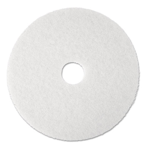 3M 4100 Low-Speed Super Polishing Floor Pads 4100, 13" Diameter, White, 5/carton