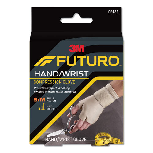 Futuro 09183EN Energizing Support Glove, Small/Medium, Fits Palm Size 6.5" - 8.0", Tan