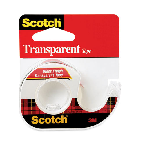 Scotch 144 Transparent Tape In Handheld Dispenser, 1" Core, 0.5" X 37.5 Ft, Transparent
