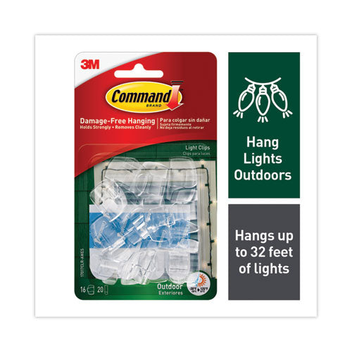 Command 17017CLR-AWES All Weather Hooks And Strips, Plastic, Small, 16 Clips And 20 Strips/pack