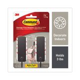 Command 17034MB-2ES Decorative Hooks, Medium, Plastic, Matte Black, 3 lb Capacity, 2 Hooks and 4 Strips/Pack