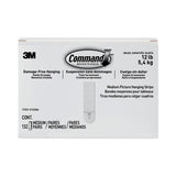 Command 17201-S132NA Picture Hanging Strips, Value Pack, Medium, Removable, Holds Up To 12 Lbs, 0.75 X 2.75, White, 132 Pairs/pack