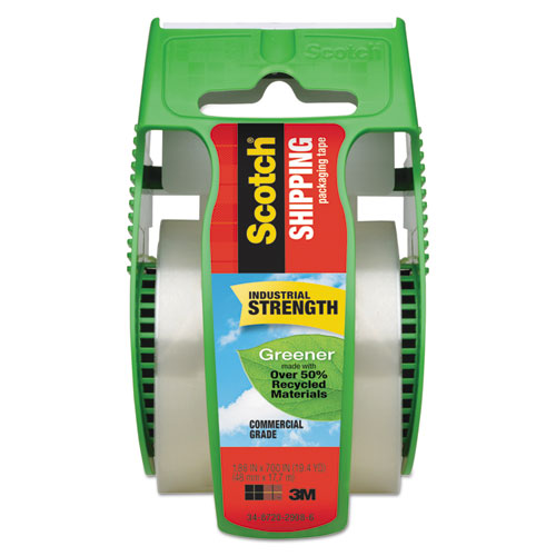 Scotch 175G Greener Commercial Grade Packaging Tape With Dispenser, 1.5" Core, 1.88" X 58.33 Ft, Clear