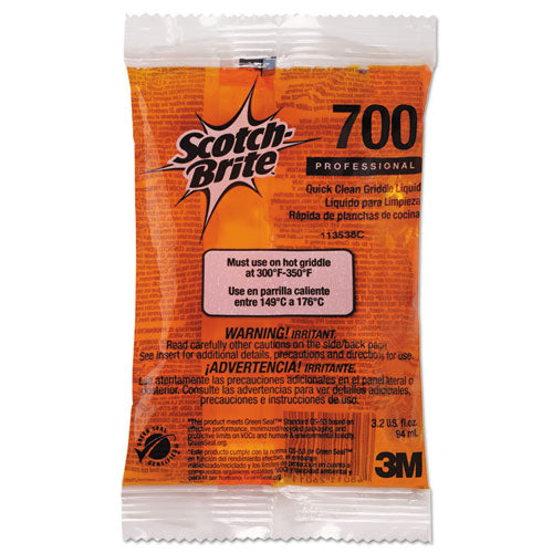 Scotch-Brite Professional 700-40 Quick Clean Griddle Liquid, 3.2 Oz Packet, 40/carton