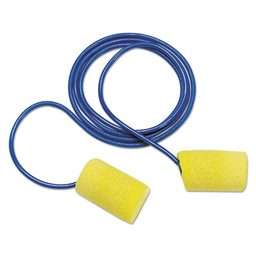 3M 311-1101 E-A-R Classic Earplugs, Corded, PVC Foam, Yellow, 200 Pairs/Box