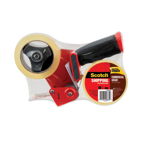 Scotch 3750-2-ST Packaging Tape Dispenser With Two Rolls Of Tape, 3" Core, For Rolls Up To 0.75" X 60 Yds, Red