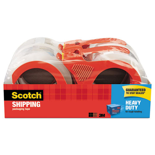Scotch 3850-4RD 3850 Heavy-Duty Packaging Tape With Dispenser, 3" Core, 1.88" X 54.6 Yds, Clear, 4/pack