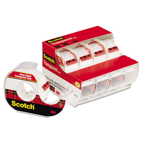 Scotch 4184 Transparent Tape In Handheld Dispenser, 1" Core, 0.75" X 70.83 Ft, Transparent, 4/pack