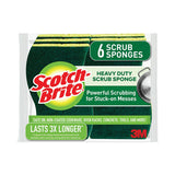 Scotch-Brite 426 Heavy-Duty Scrub Sponge, 4.5 X 2.7, 0.6" Thick, Yellow/green, 6/pack