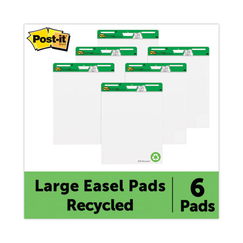 Post-IT Easel Pads Super Sticky 559RP-VAD6 Vertical-Orientation Self-Stick Easel Pad Value Pack, Green Headband, Unruled, 25 x 30, White, 30 Sheets, 6/Carton