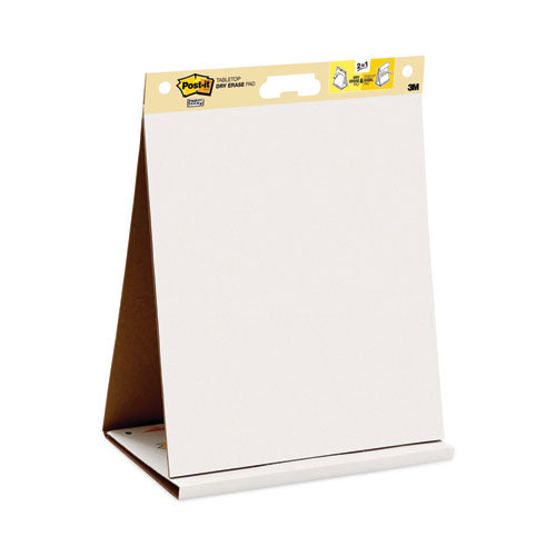 Post-IT Easel Pads Super Sticky 563 DE Pad Plus Tabletop Easel Pad with Self-Stick Sheets and Dry Erase Board, Unruled, 20 x 23, White, 20 Sheets