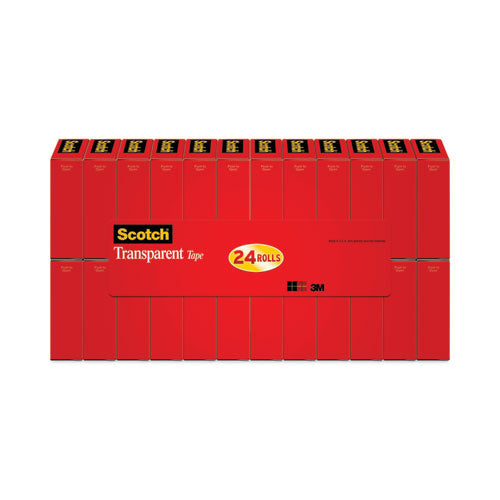 Scotch 600K24 Transparent Tape, 1" Core, 0.75" X 83.33 Ft, Transparent, 24/pack