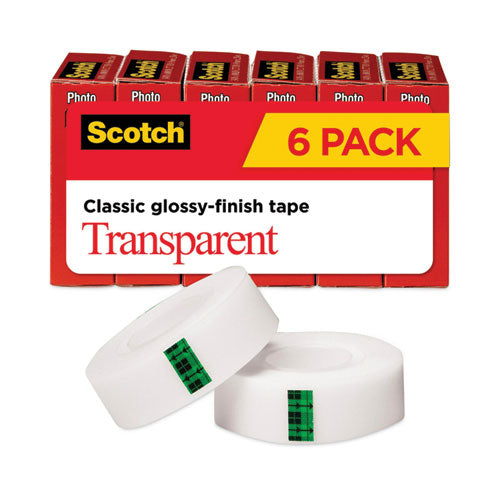 Scotch 600K6 Transparent Tape, 1" Core, 0.75" X 83.33 Ft, Transparent, 6/pack