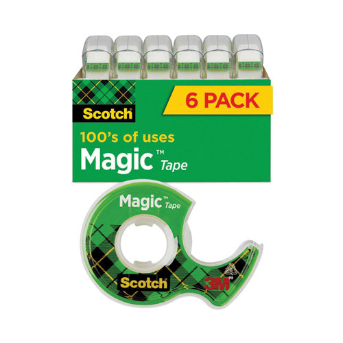 Scotch 6122 Magic Tape In Handheld Dispenser, 1" Core, 0.75" X 54.17 Ft, Clear, 6/pack