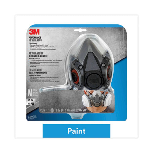 3M 6211PA1-A-NA Half Facepiece Paint Spray/pesticide Respirator, Medium