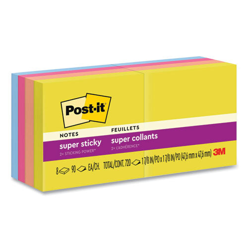 Post-IT Notes Super Sticky 7100299576 Pads in Summer Joy Collection Colors, 1.88" x 1.88", 90 Sheets/Pad, 8 Pads/Pack