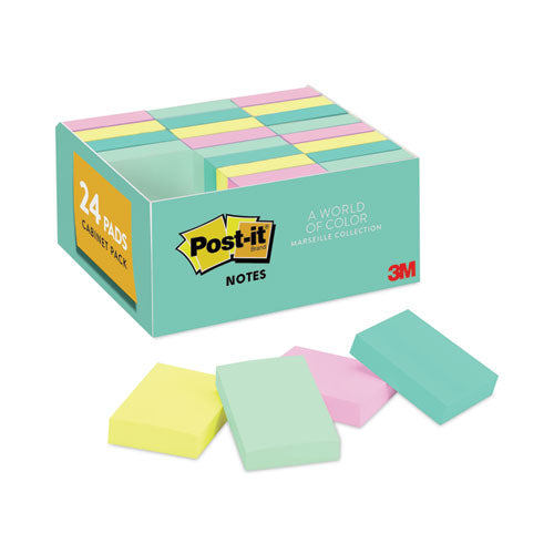 Post-IT Notes 653-24APVAD Original Pads in Beachside Cafe Collection Colors, Value Pack, 1.38" x 1.88", 100 Sheets/Pad, 24 Pads/Pack