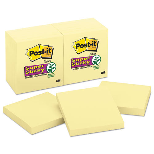 Post-IT Notes Super Sticky 654-12SSCY Pads in Canary Yellow, 3" x 3", 90 Sheets/Pad, 12 Pads/Pack