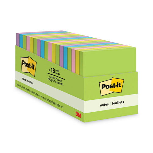 Post-IT Notes 654-18BRCP Original Pads in Floral Fantasy Collection Colors, Cabinet Pack, 3" x 3", 100 Sheets/Pad, 18 Pads/Pack