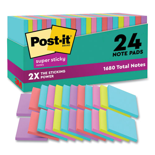 Post-IT Notes Super Sticky 654-24SSMIA-CP Pads in Supernova Neon Collection Colors, Cabinet Pack, 3" x 3", 70 Sheets/Pad, 24 Pads/Pack