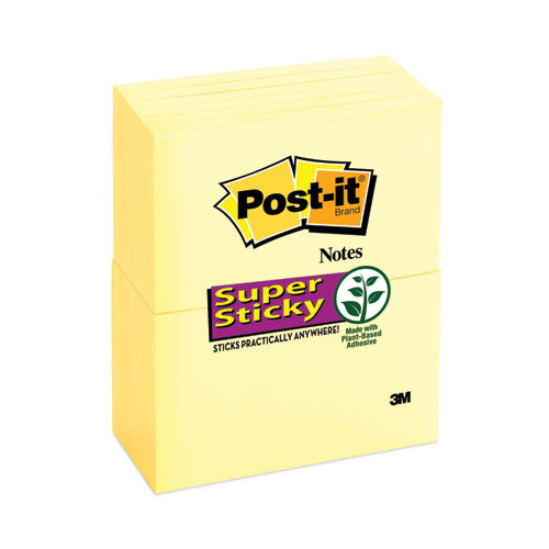 Post-IT Notes Super Sticky 655-12SSCY Pads in Canary Yellow, 3" x 5", 90 Sheets/Pad, 12 Pads/Pack