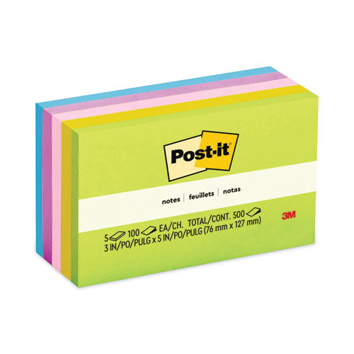Post-IT Notes 655-5UC Original Pads in Floral Fantasy Collection Colors, 3" x 5", 100 Sheets/Pad, 5 Pads/Pack