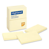 Highland 6559 Self-Stick Notes, 3" x 5", Yellow, 100 Sheets/Pad, 12 Pads/Pack