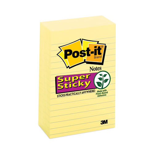 Post-IT Notes Super Sticky 660-5SSCY Pads in Canary Yellow, Note Ruled, 4" x 6", 90 Sheets/Pad, 5 Pads/Pack