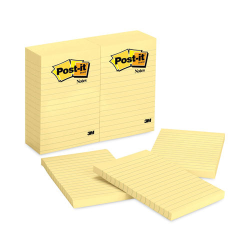 Post-IT Notes 660 Original Pads in Canary Yellow, Note Ruled, 4" x 6", 100 Sheets/Pad, 12 Pads/Pack