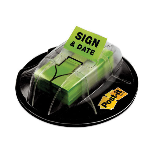 Post-IT Flags 680-HVSD Page Flags In Dispenser, "sign And Date", Bright Green, 200 Flags/dispenser