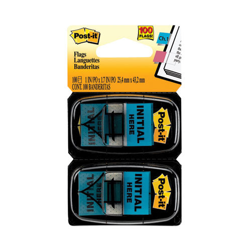 Post-IT Flags 680-IH2 Arrow Message 1" Page Flags, "initial Here", Blue, 2 50-Flag Dispensers/pack