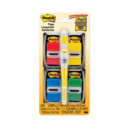Post-IT Flags 680-RYBGVA Page Flag Value Pack, Assorted, 200 1" Flags + Highlighter With 50 1/2" Flags