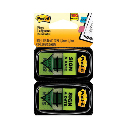 Post-IT Flags 680-SD2 Arrow Message 1" Page Flags, "sign And Date", Green, 2 50-Flag Dispensers/pack