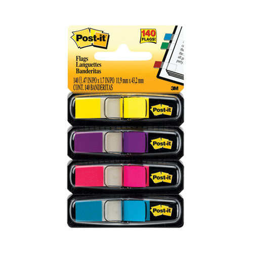 Post-IT Flags 683-4AB Small Page Flags In Dispensers, 0.5" X 1.75", Four Colors, 35/color, 4 Dispensers/pack