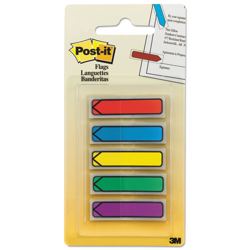 Post-IT Flags 684-ARR1 Arrow 1/2" Page Flags, Blue/green/purple/red/yellow, 20/color, 100/pack