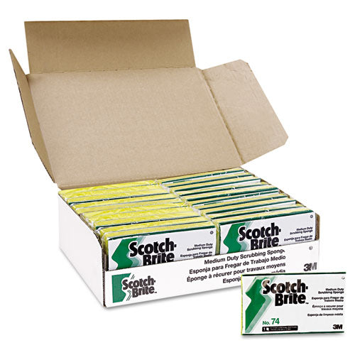 Scotch-Brite Professional 74 Medium-Duty Scrubbing Sponge, 3.6 X 6.1, 0.7" Thick, Yellow/green, 20/carton