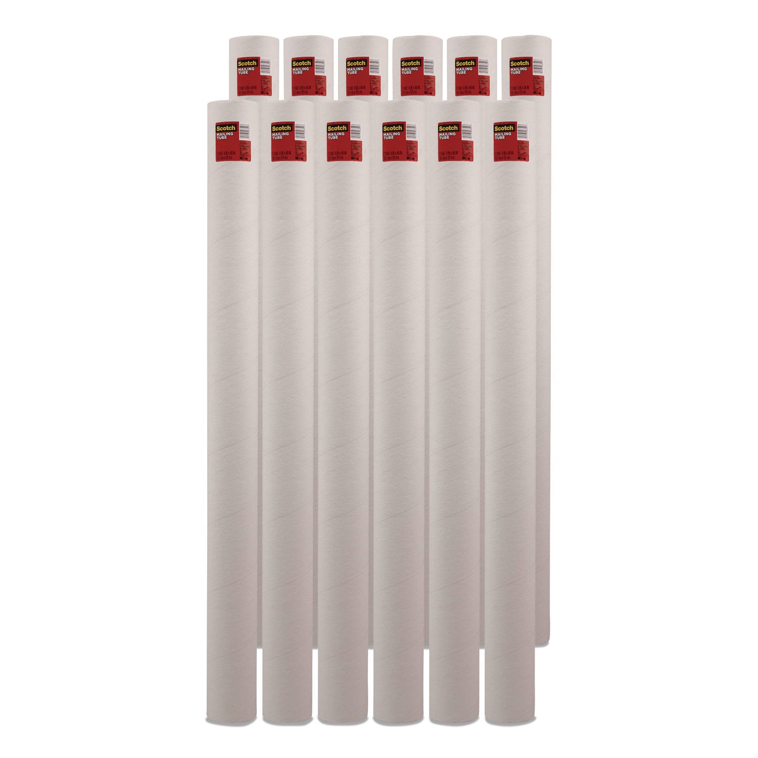 Scotch 7982 Mailing Tube, 48" Long, 4" Diameter, White, 12/Carton