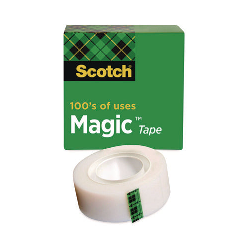 Scotch 7000001564 Magic Tape Refill, 1" Core, 0.75" x 36 yds, Clear, 12/Pack