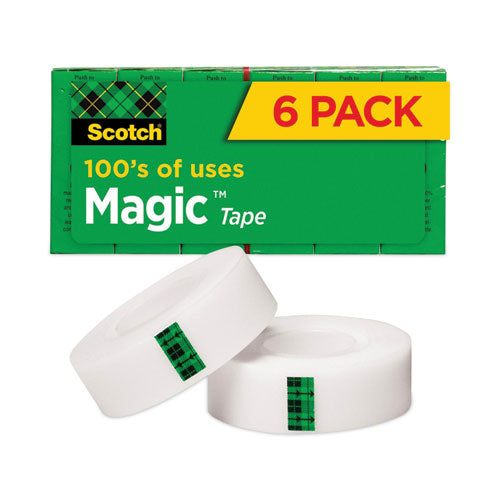 Scotch 810-6PK Magic Tape Refill, 1" Core, 0.75" X 36 Yds, Clear, 6/pack