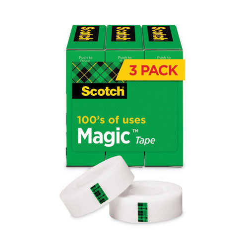 Scotch 810-72-3PK Magic Tape Refill, 3" Core, 1" X 72 Yds, Clear, 3/pack