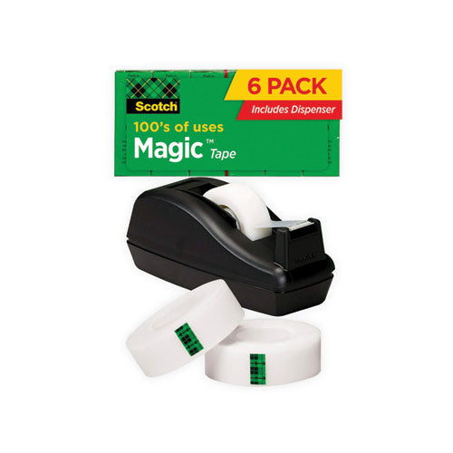 Scotch 810C40BK Magic Tape Desktop Dispenser Value Pack, 1" Core, 0.75" X 83.33 Ft, Clear