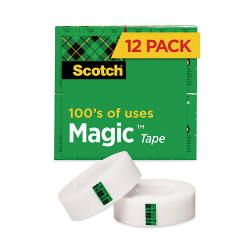 Scotch 810K12 Magic Tape Value Pack, 1" Core, 0.75" X 83.33 Ft, Clear, 12/pack