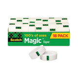 Scotch 810K18CP Magic Tape Cabinet Pack, 1" Core, 0.75" X 83.33 Ft, Clear, 18/pack